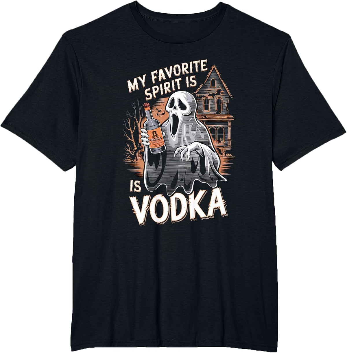 My Favorite Spirit is Vodka Ghost Halloween Vodka T-Shirt - Black