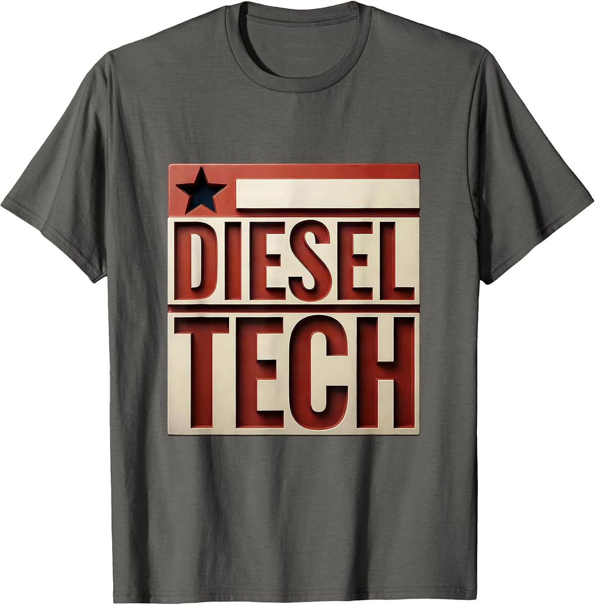Men's Diesel Tech Patriotic Mechanic Oilfield Worker American Flag T-Shirt - Asphalt Grey
