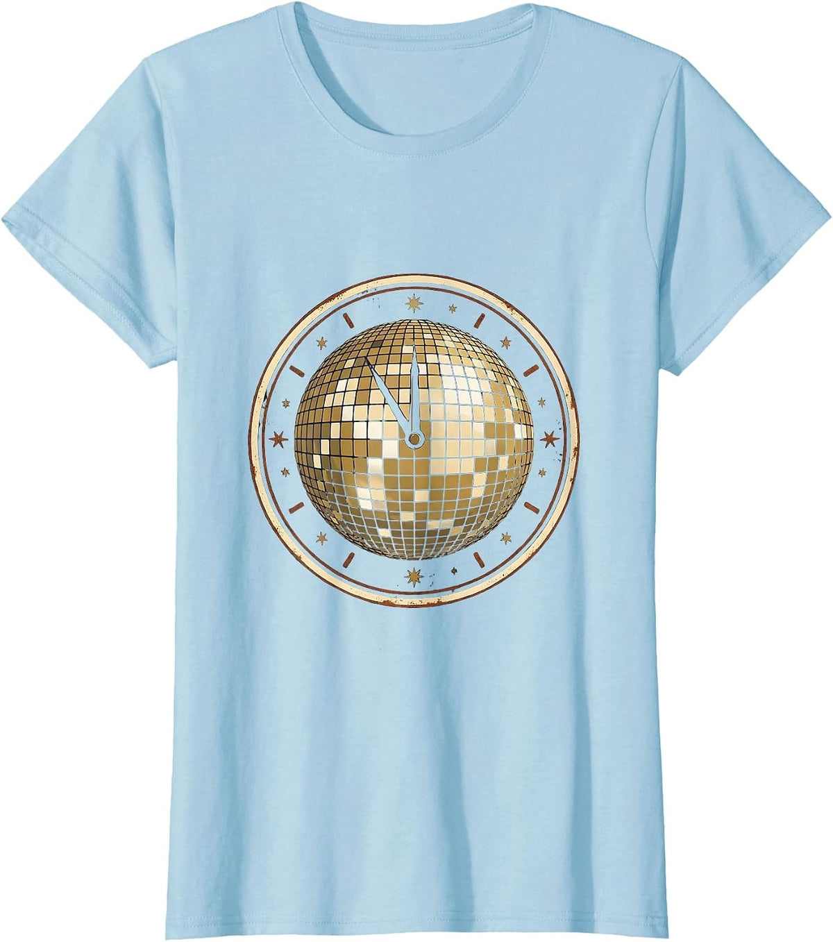Women's Sealed Disco Ball Vintage Retro Party Badge T-Shirt - Baby Blue