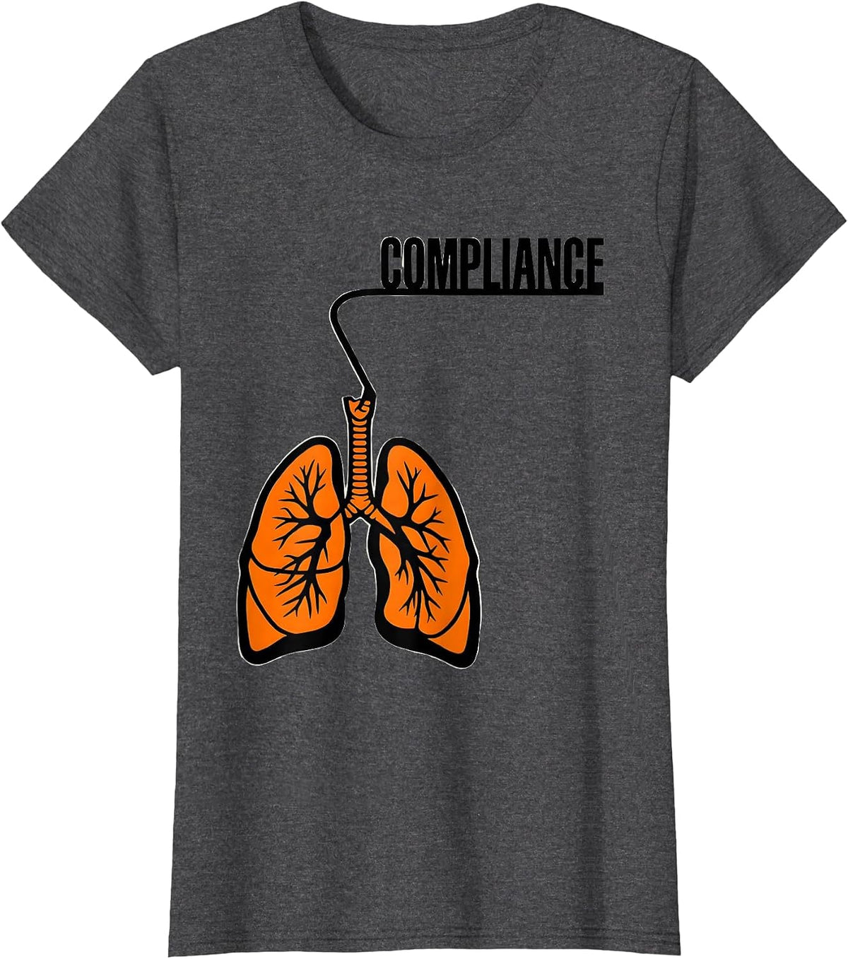 Women's Compliance Stencil Graphic Respiratory Therapist RT T-Shirt - Dark Heather Grey