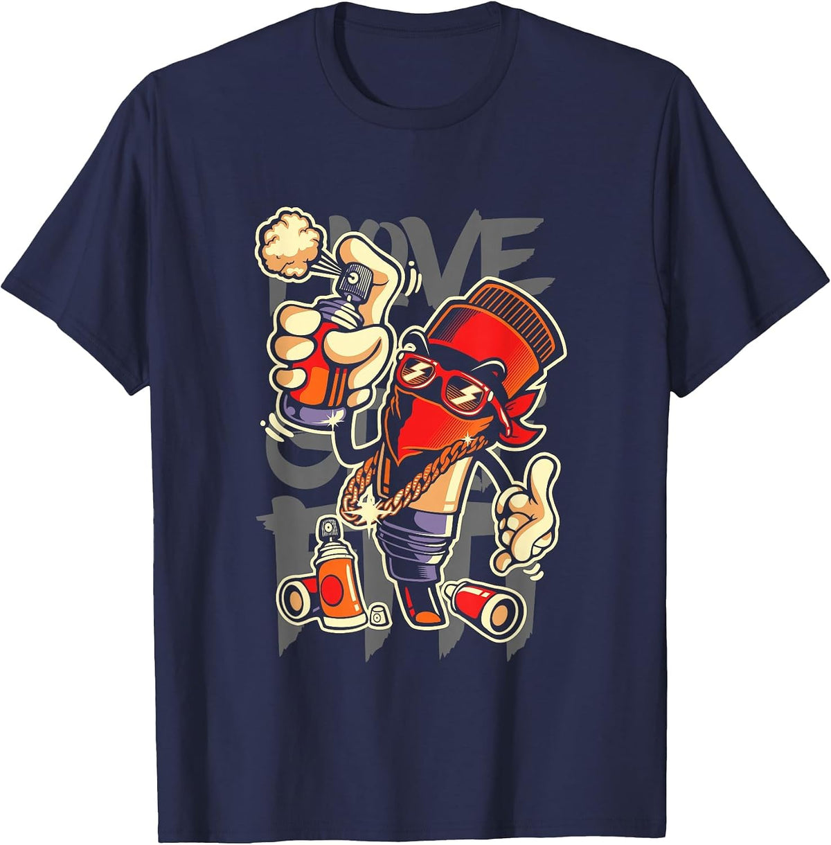 I Love Graffiti Art Spray Paint Graffiti Artist Urban T-Shirt - Navy Blue