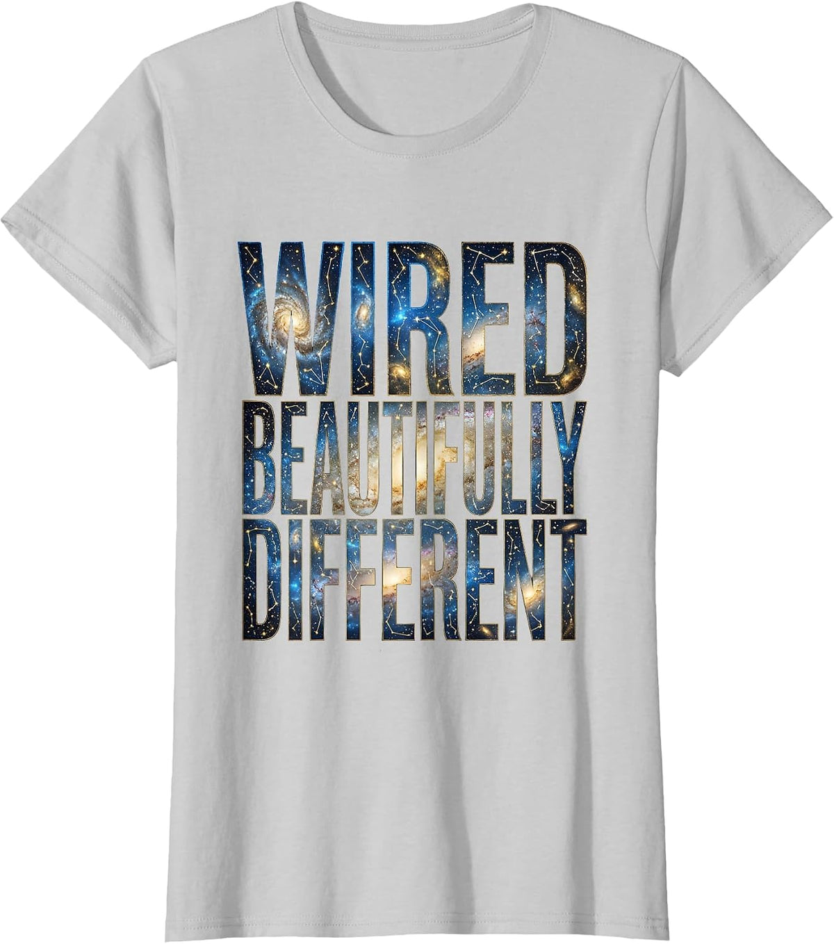 Wired Beautifully Different Neurodiversity Design T-Shirt - Silver Grey