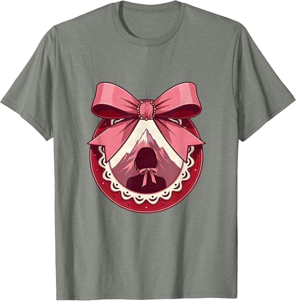 Men's Gigi Mountain Peak Scenic Illustration T-Shirt - Olive Heather