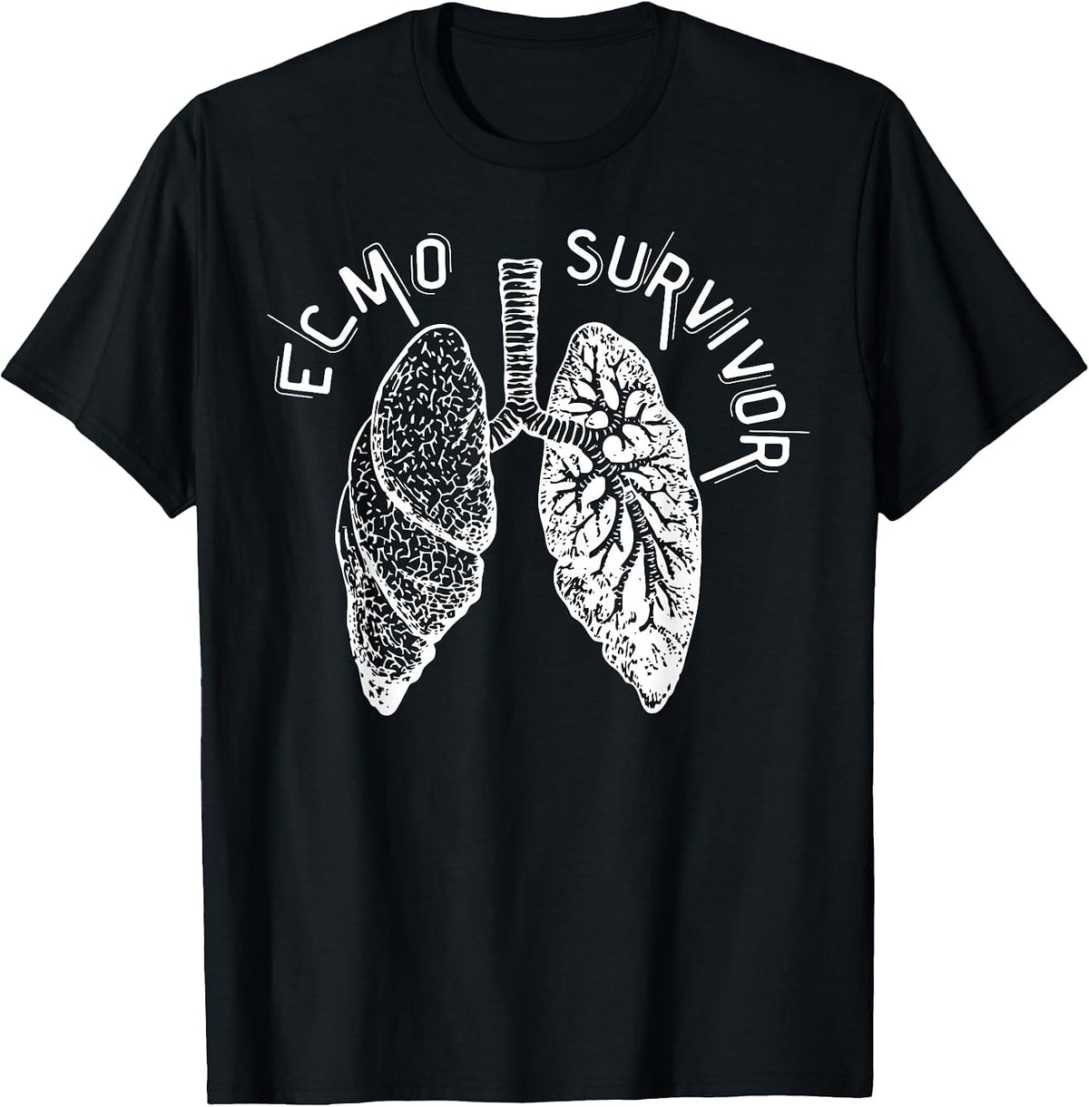 Retro Lungs ECMO Survivor ECMO Oxygenator Nurse Hospital T-Shirt - Black