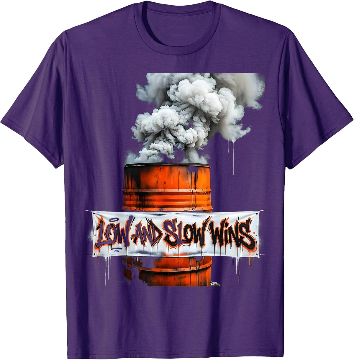 Low and Slow Wins Labor Day BBQ Smoker Design T-Shirt - Purple