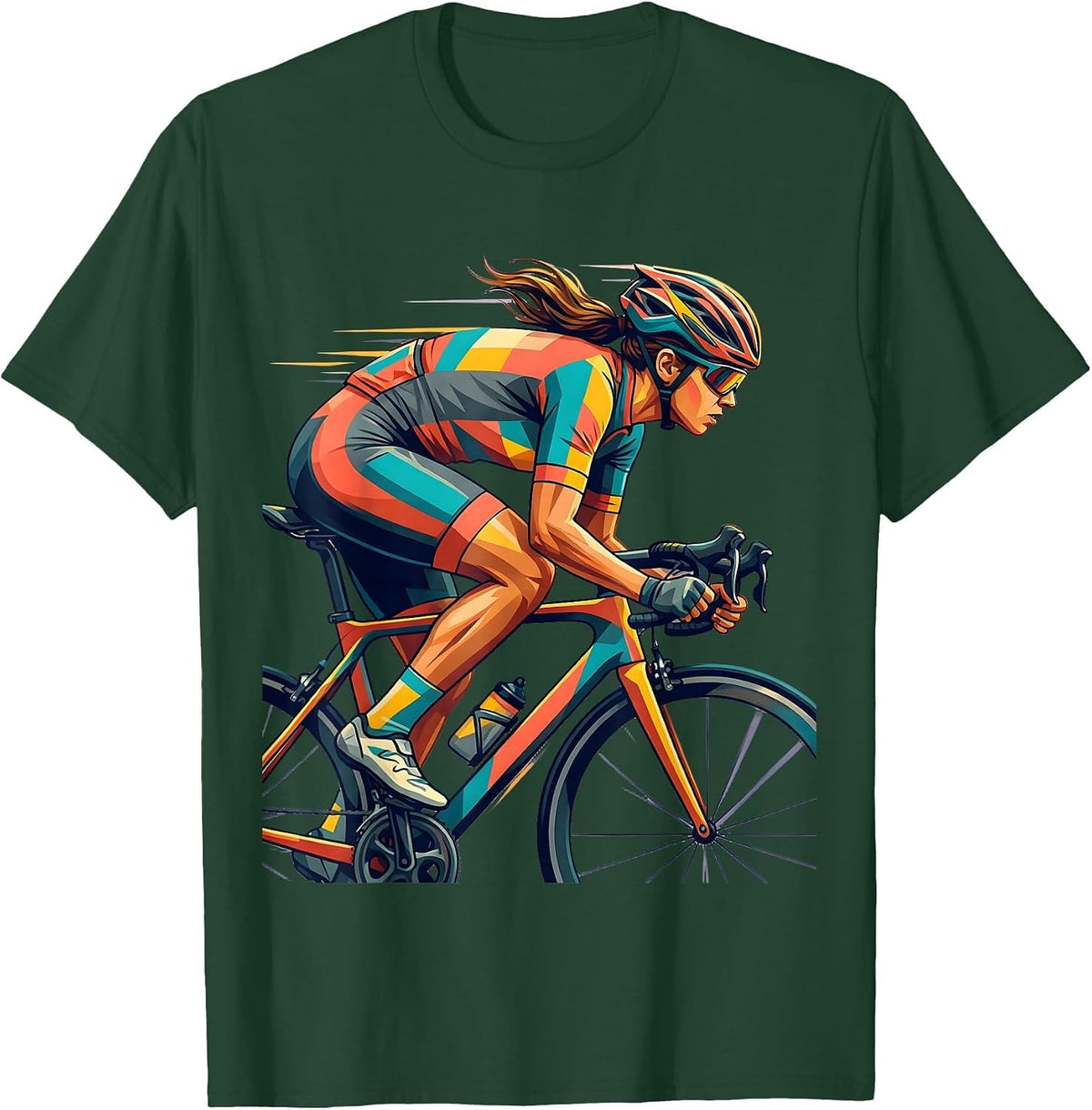 Cycling Jersey Sprint Graphic Tee T-Shirt - Dark Green
