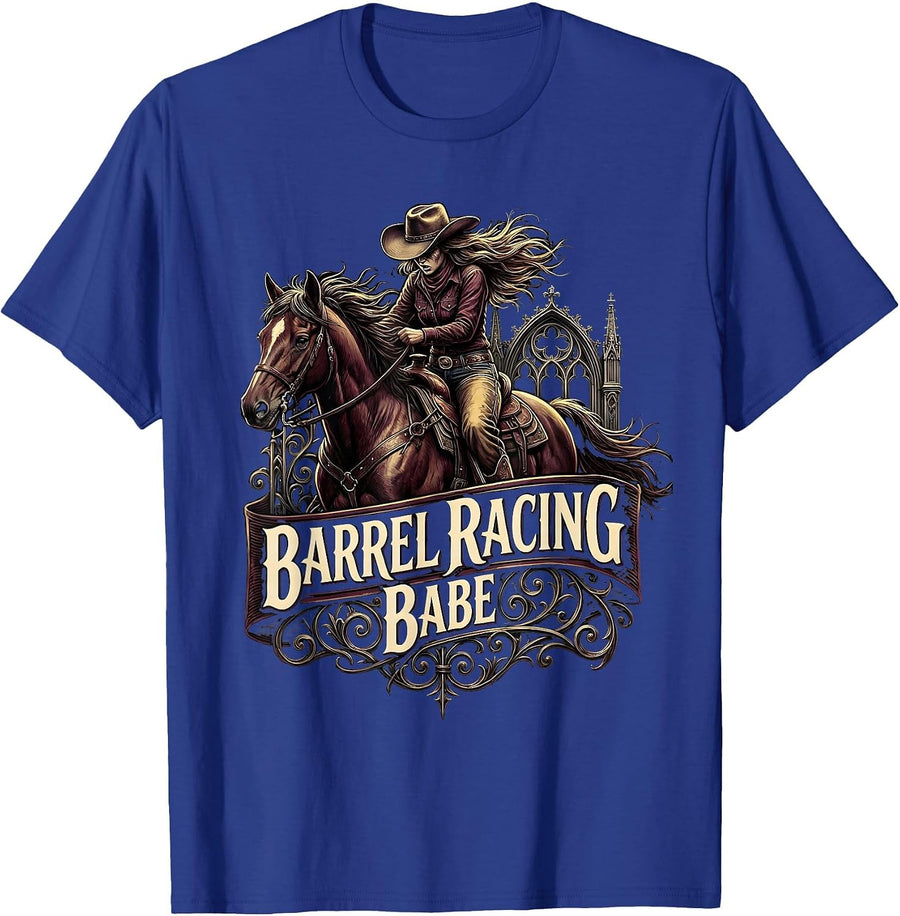 Barrel Racing Babe Cowboy Rodeo Design T-Shirt - Royal Blue