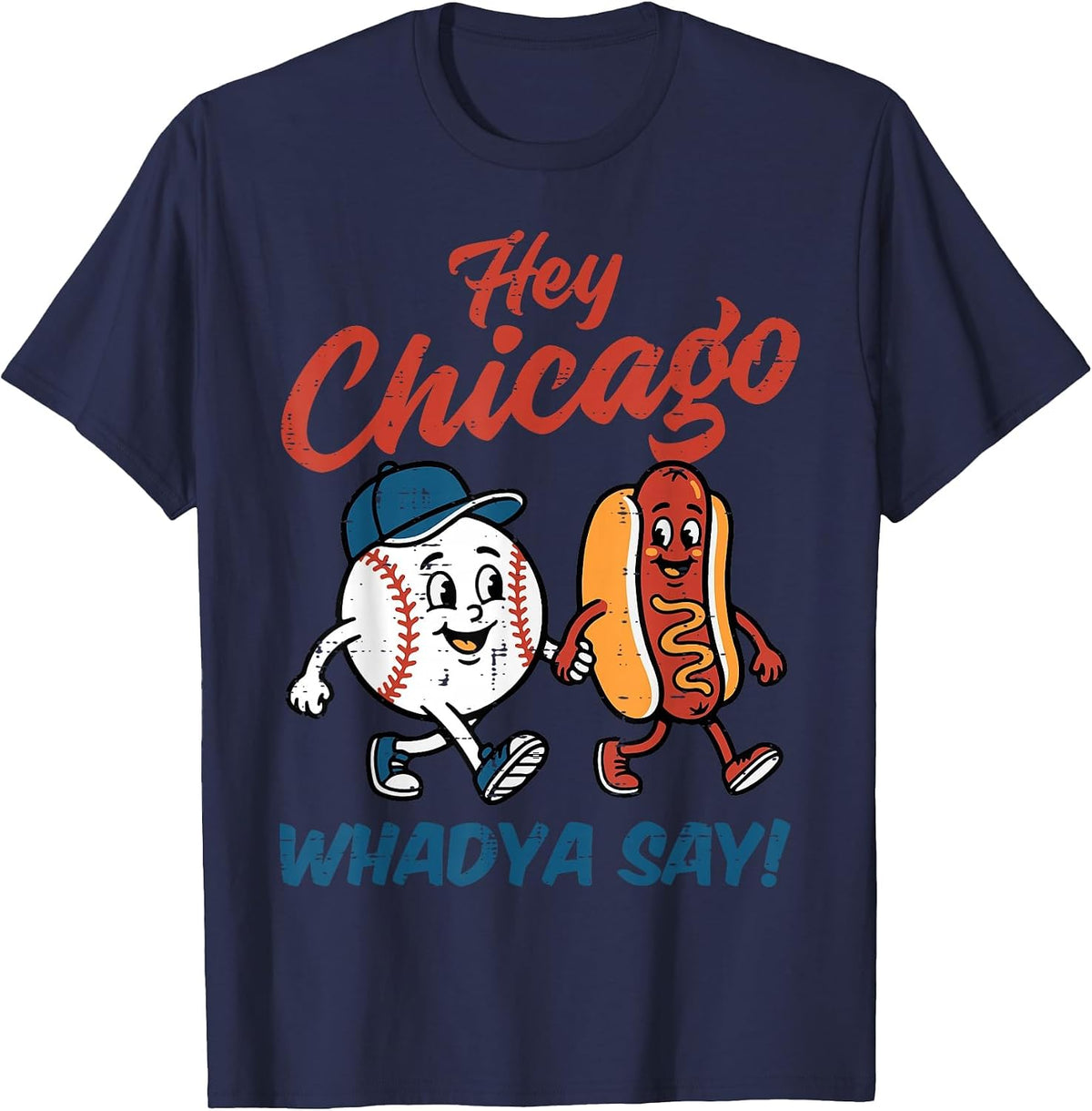 Chicago Baseball Hot Dog Retro Game Sports Fan Men Boys Kids T-Shirt - Navy Blue