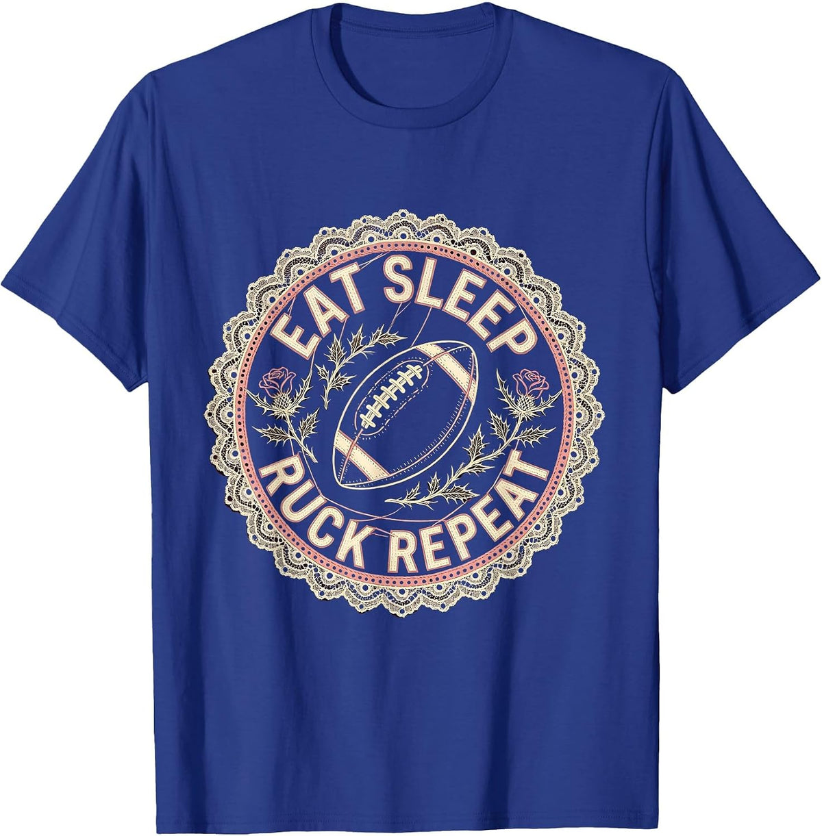 Men's Eat Sleep Ruck Repeat Rugby Graphic Design T-Shirt - Royal Blue
