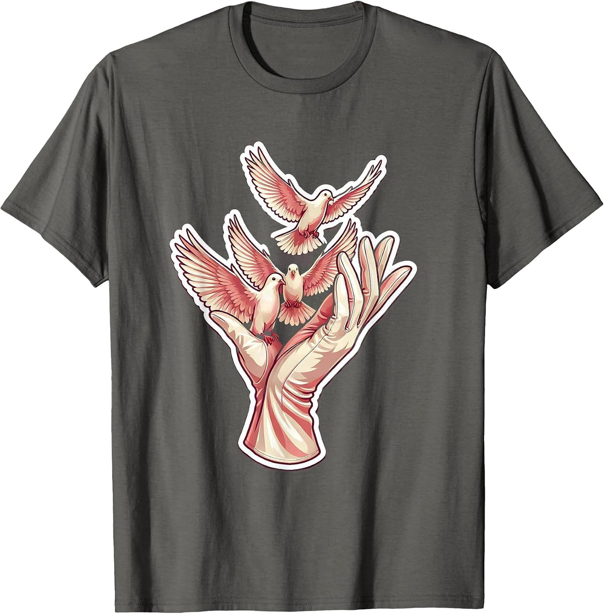 Men's Gigi Gloved Hand Releasing Doves Graphic T-Shirt - Asphalt Grey