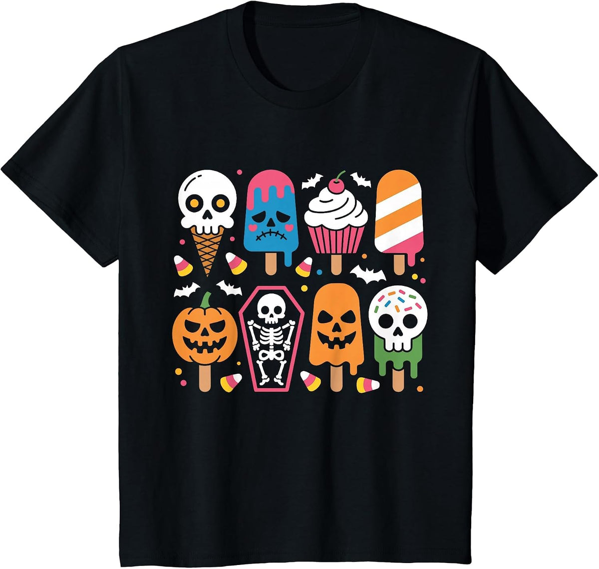 Halloween Summer Popsicle Halloween Ice Cream Summerween T-Shirt - Black