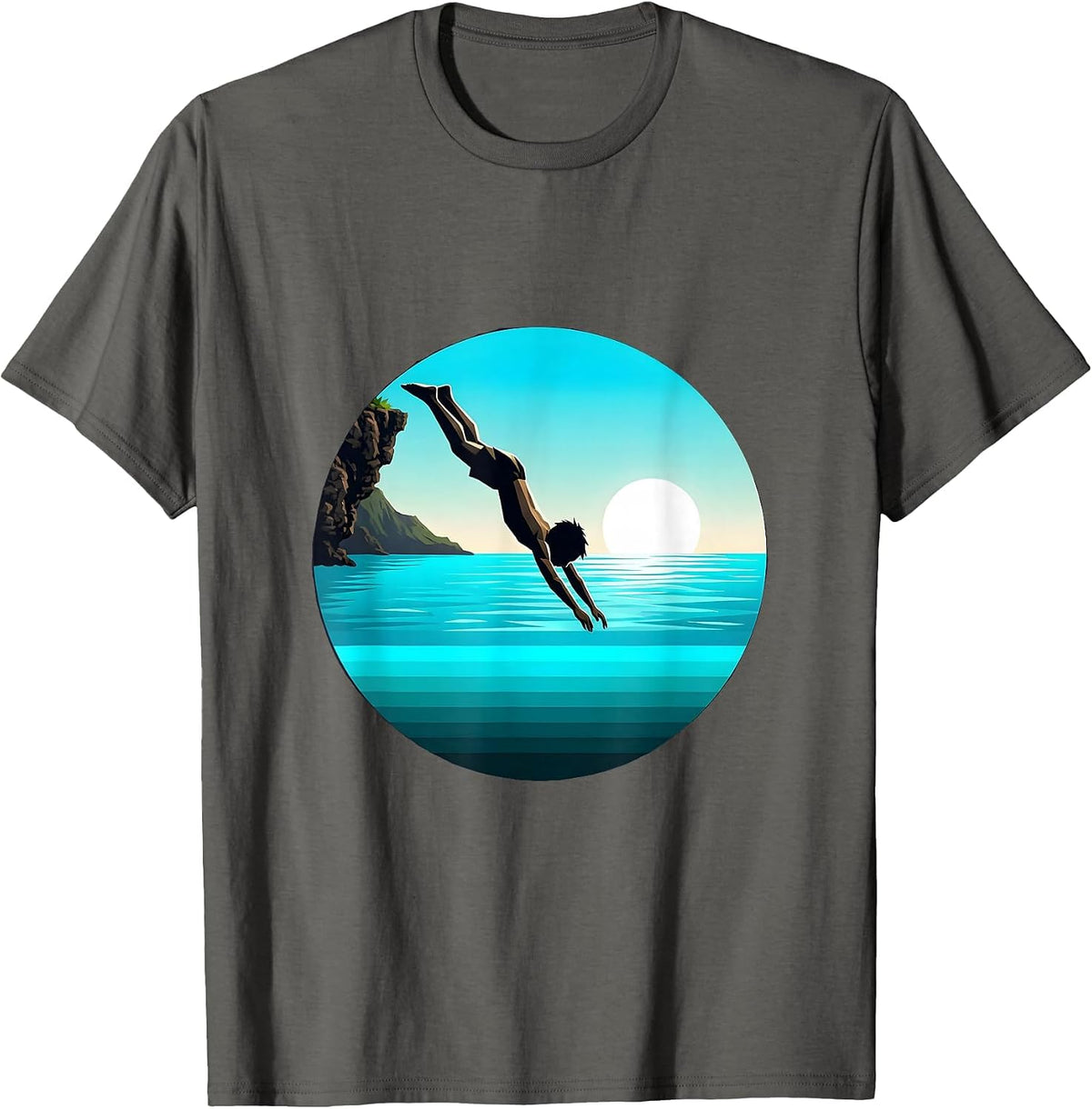 Hawaiian Kid Diving Into Turquoise Lagoon T-Shirt - Asphalt Grey