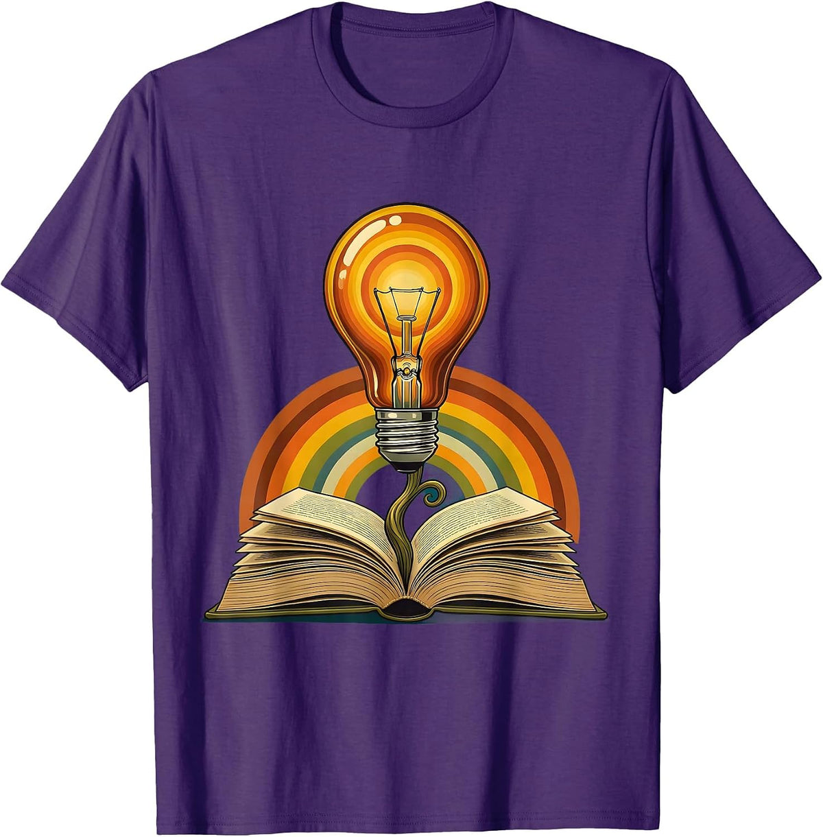Men's Paraprofessional Lightbulb Book Graphic T-Shirt - Purple