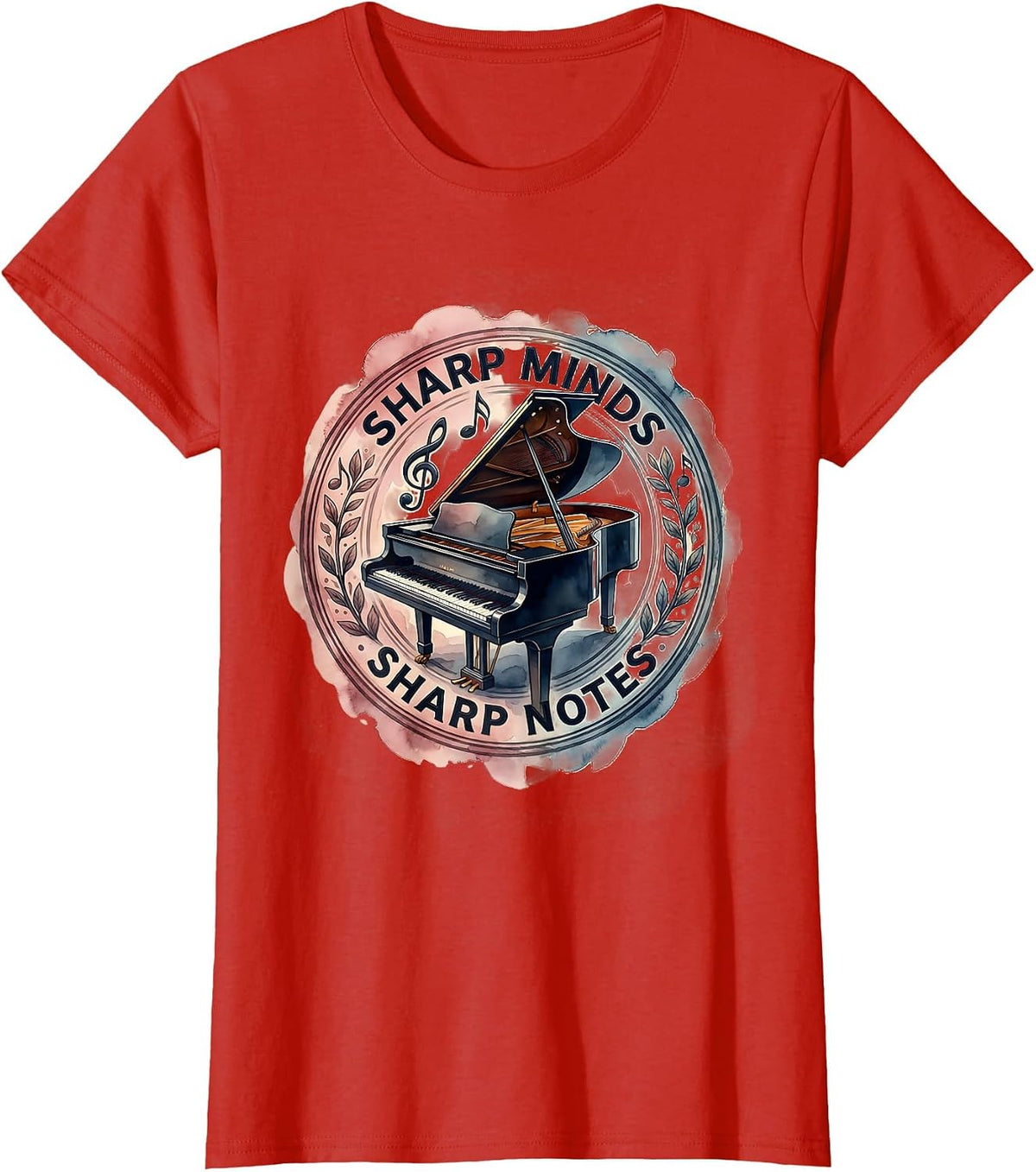 Sharp Minds Sharp Notes Music Teacher Design T-Shirt - Red