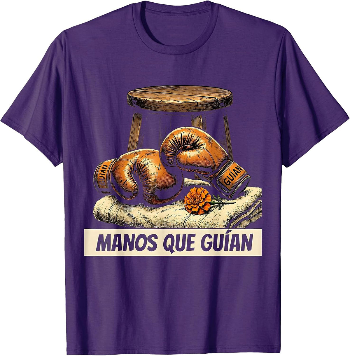 Men's Manos Que Guían Comic Book Día de los Muertos Boxing T-Shirt - Purple
