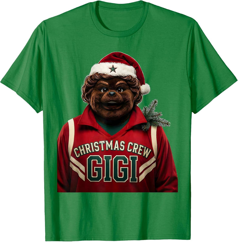 Men's Christmas Crew Gigi Sports Mrs Claus Black Family Matching T-Shirt - Kelly Green