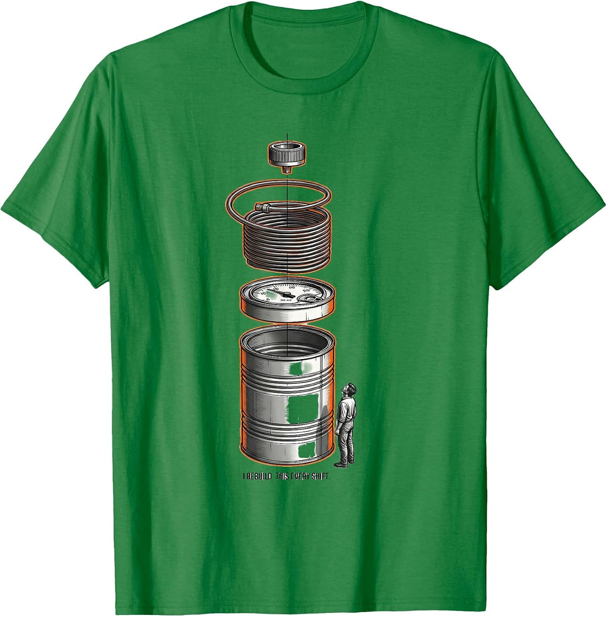 Men's I Rebuild This Every Shift Funny Respiratory Therapist RT T-Shirt - Kelly Green