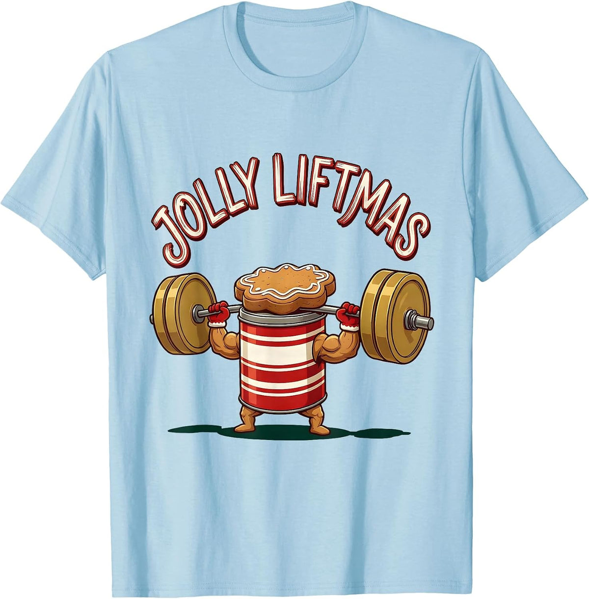 Jolly Liftmas Funny Christmas Gym Workout Weightlifting Gift T-Shirt - Baby Blue