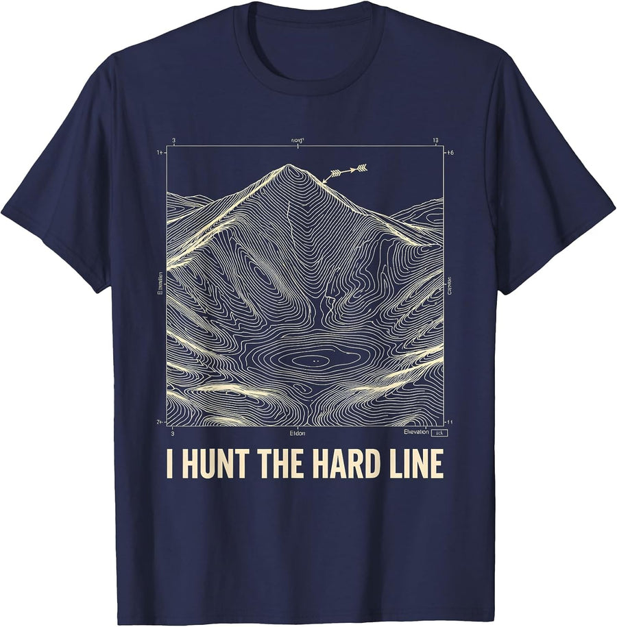 I Hunt The Hard Line Archery Bowhunter Deer Elk Hunter T-Shirt - Navy Blue
