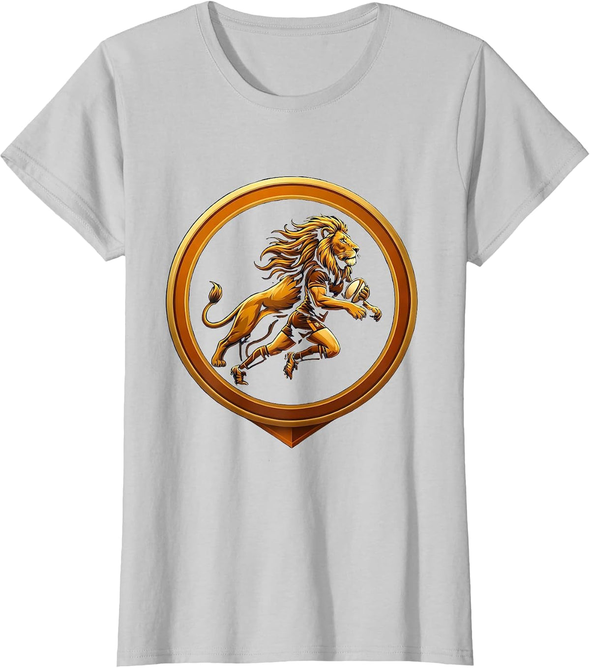 Lioness Rugby Player Silhouette Graphic T-Shirt - Silver Grey