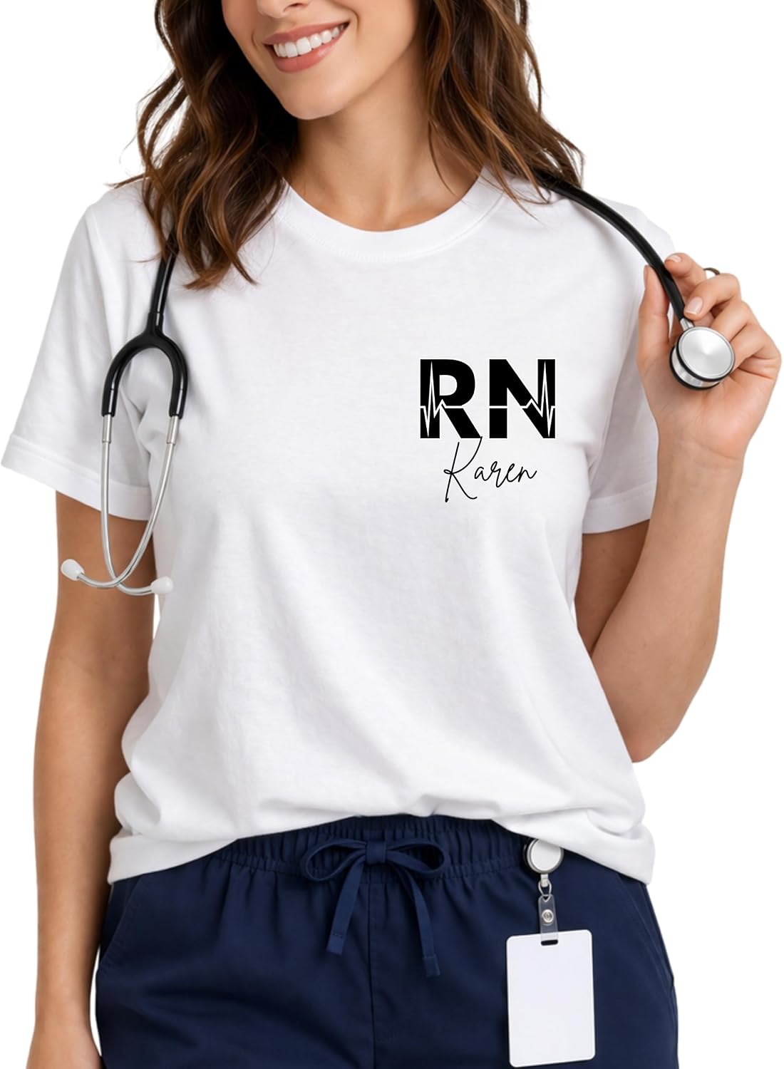 Custom RN Registered Nurse Shirt - Personalized Nurse T-Shirts with Name, Nurses Day Nurses Week Gift Women, Cute Nursing