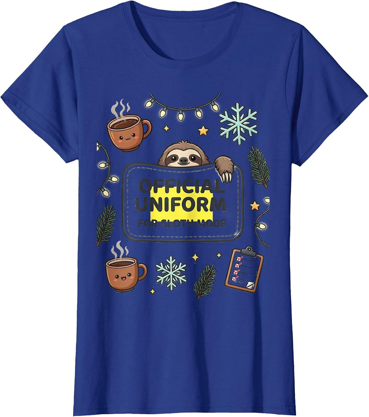 Women's Official Uniform For Sloth Mode Funny Sloth Christmas Pajama T-Shirt - Royal Blue