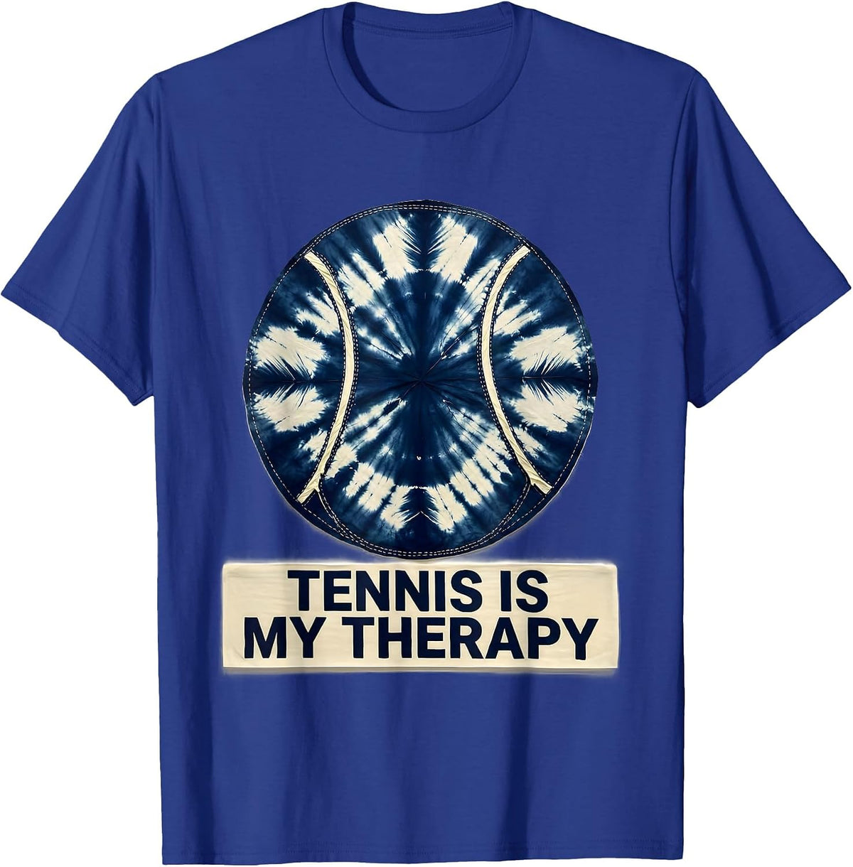 Tennis Is My Therapy Racket Sport Design T-Shirt - Royal Blue