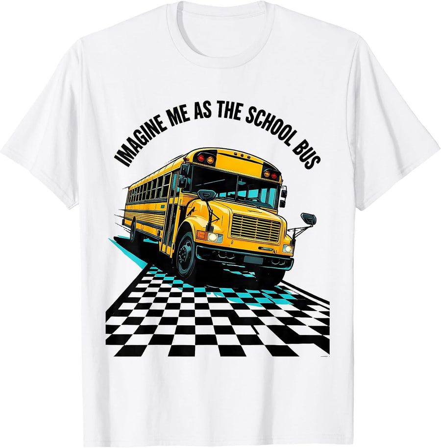 Men's Imagine Me As The School Bus Pop Art Driver Costume T-Shirt - White