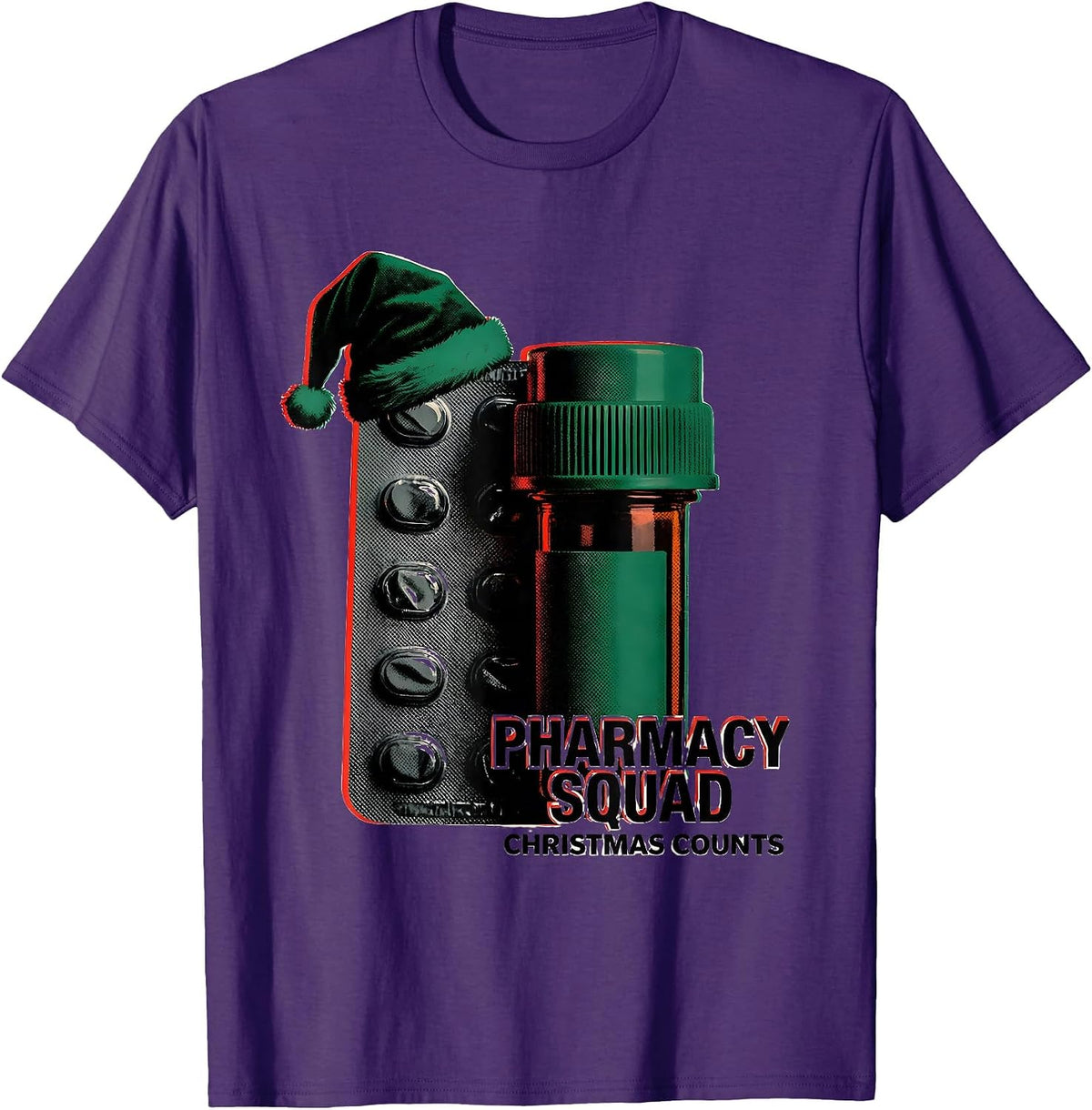 Men's Pharmacy Squad Christmas Counts Funny Pharmacist Tech T-Shirt - Purple