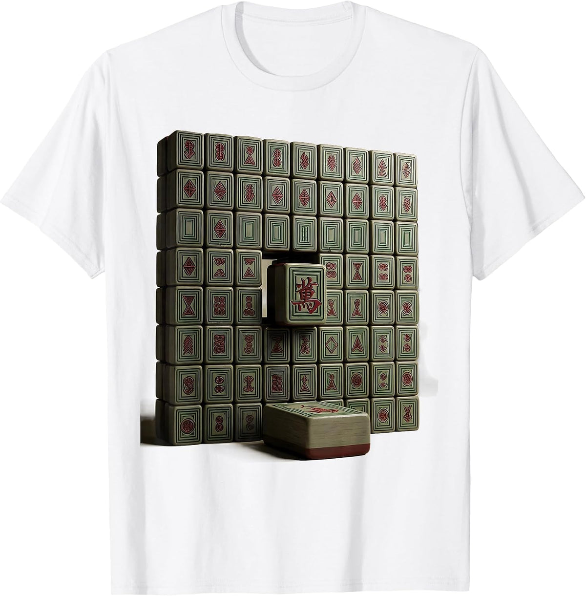 Men's Mahjong Rack Monumental Tile Bridge Player Humor T-Shirt - White