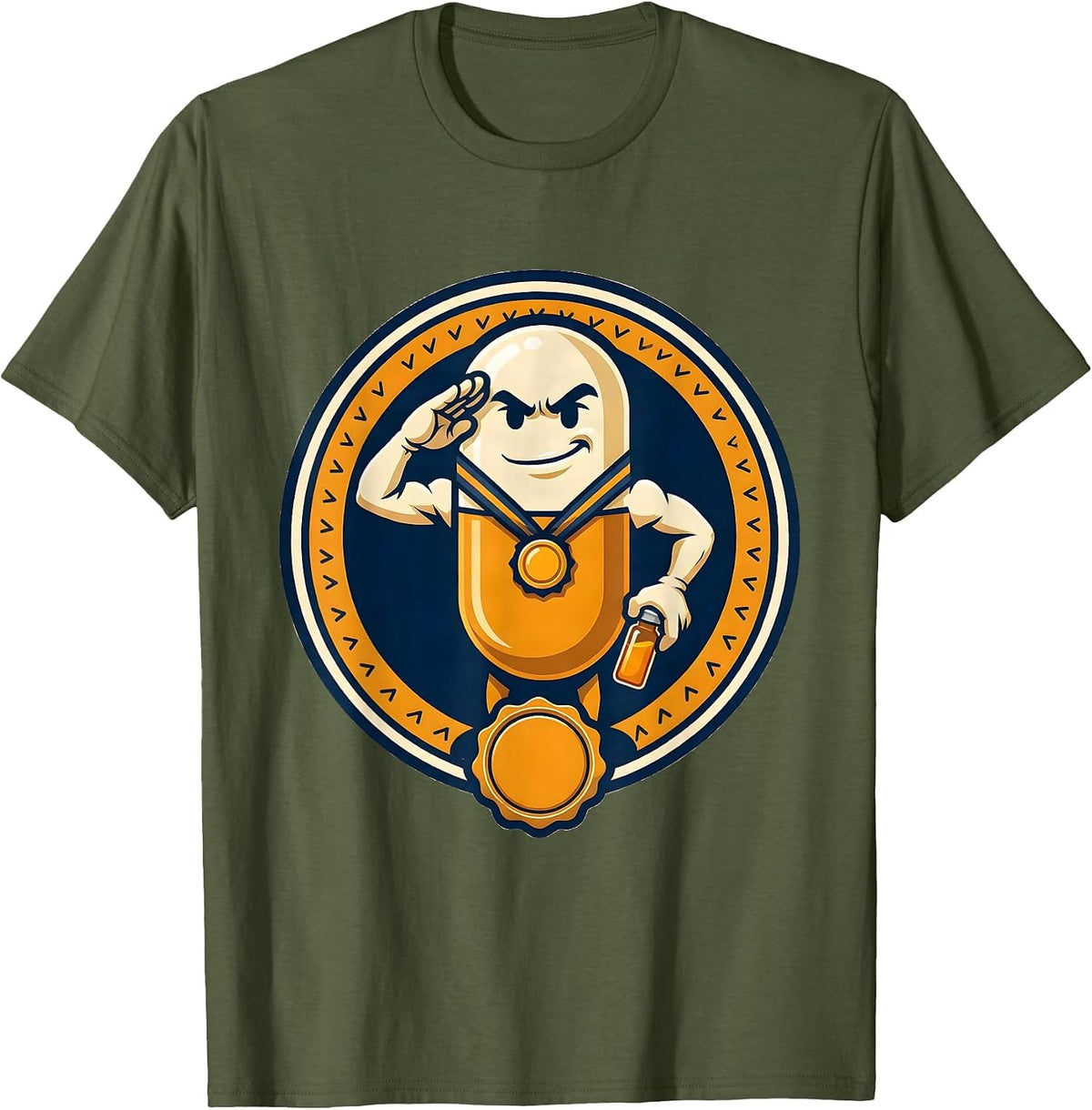 Capsule Mascot Pharmacy Tech Humor Pharmacist Gift T-Shirt, Men, Olive Green, 3X-Large - As Pictured