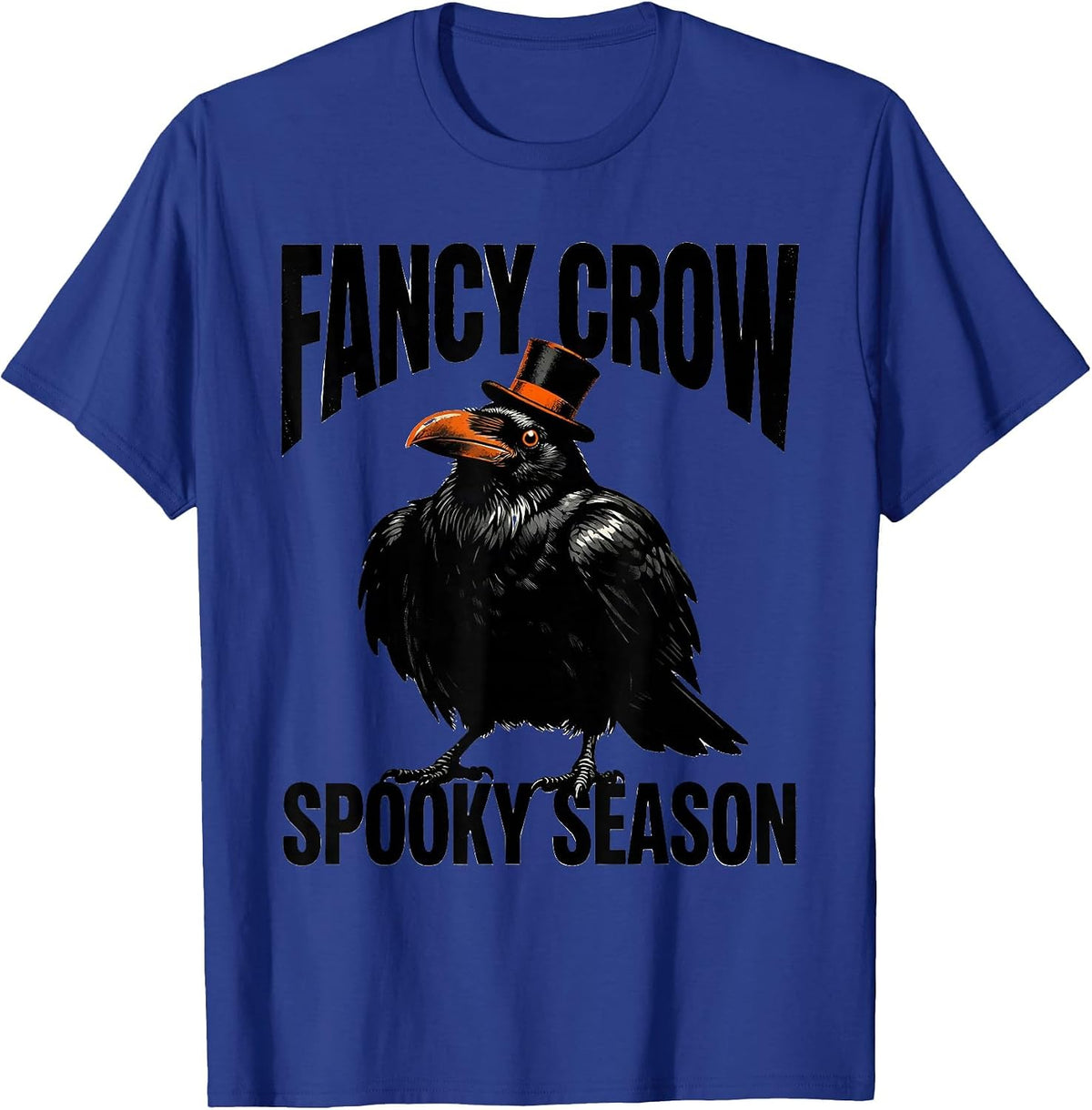 Fancy Crow Spooky Season Funny Halloween Design T-Shirt - Royal Blue