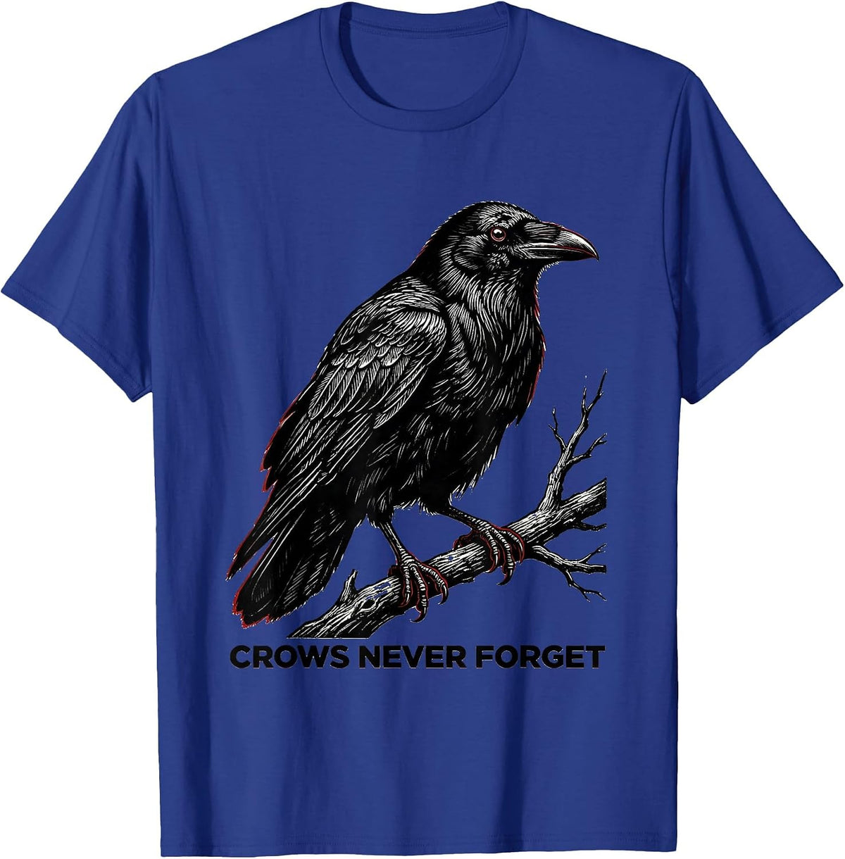 Men's Crows Never Forget Intelligent Bird Design T-Shirt - Royal Blue