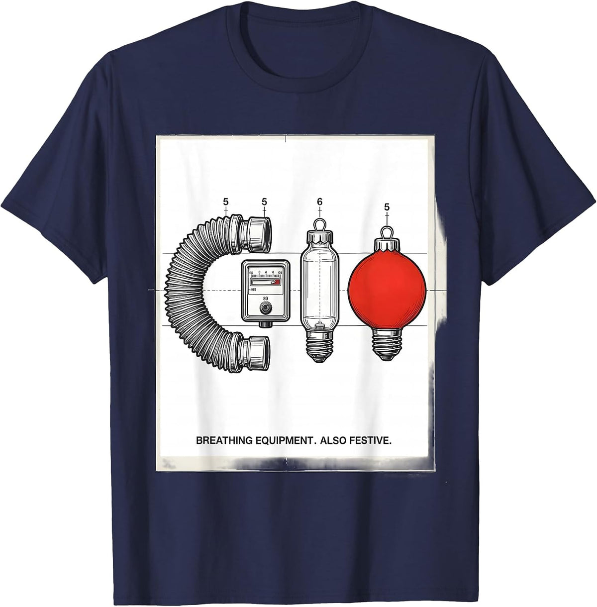 Breathing Equipment Also Festive Respiratory Therapist T-Shirt - Navy Blue