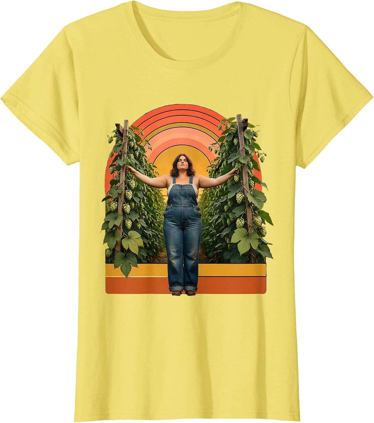 Hop Garden Grower Beer Lover Illustration T-Shirt - Lemon Yellow