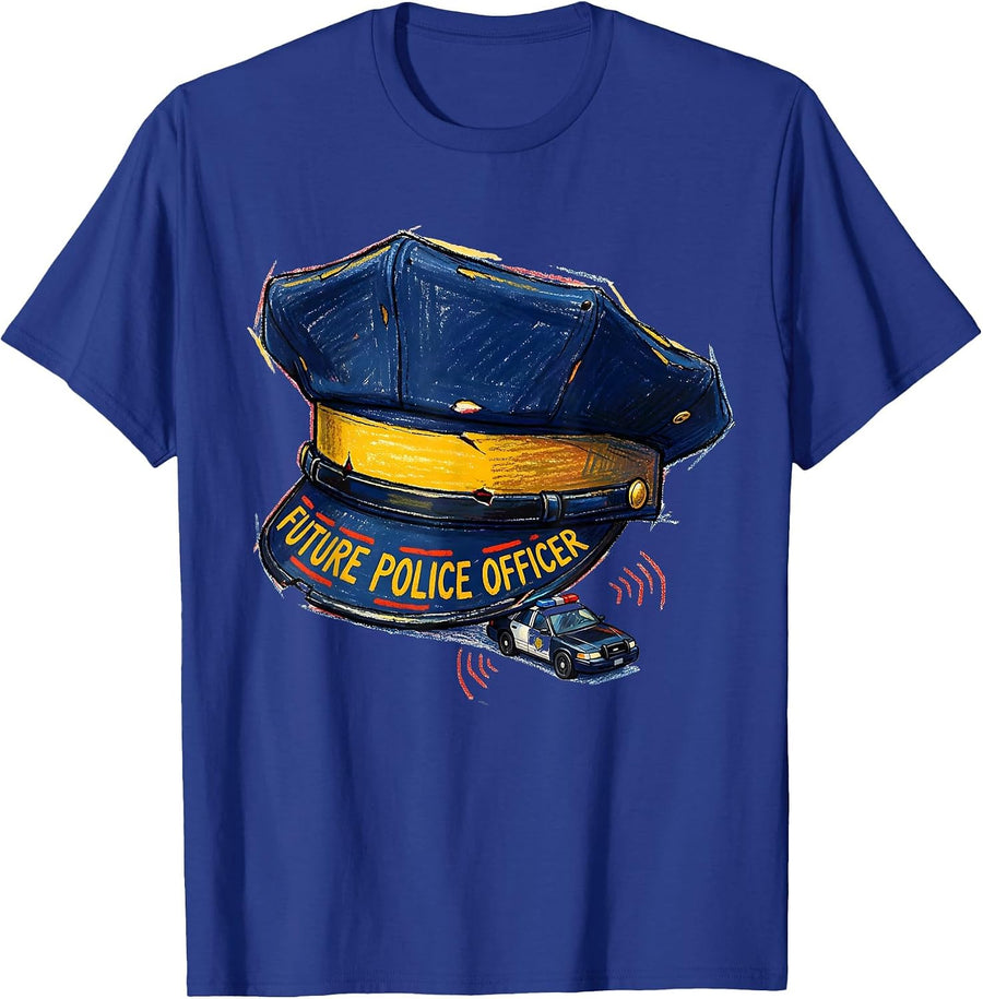 Future Police Officer Kids Costume Roleplay Playful T-Shirt - Royal Blue