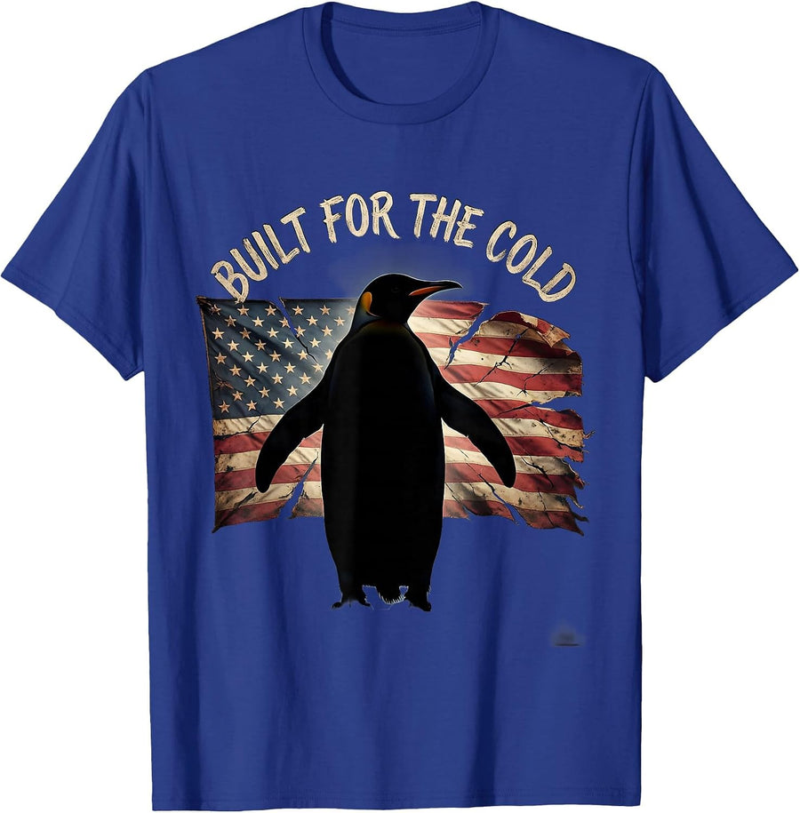 Built for the Cold Penguin Graphic Design T-Shirt - Royal Blue