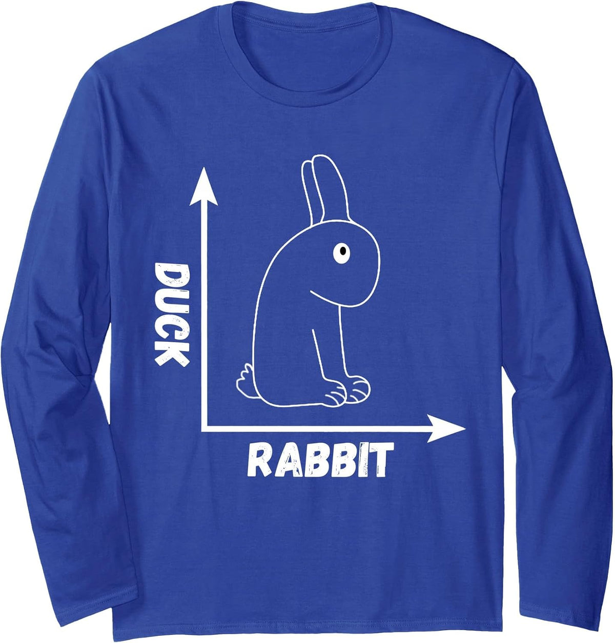 Crazy Optical Illusion Rabbit Duck Perspective Wittgenstein Long Sleeve T-Shirt - Adult Unisex Royal Blue