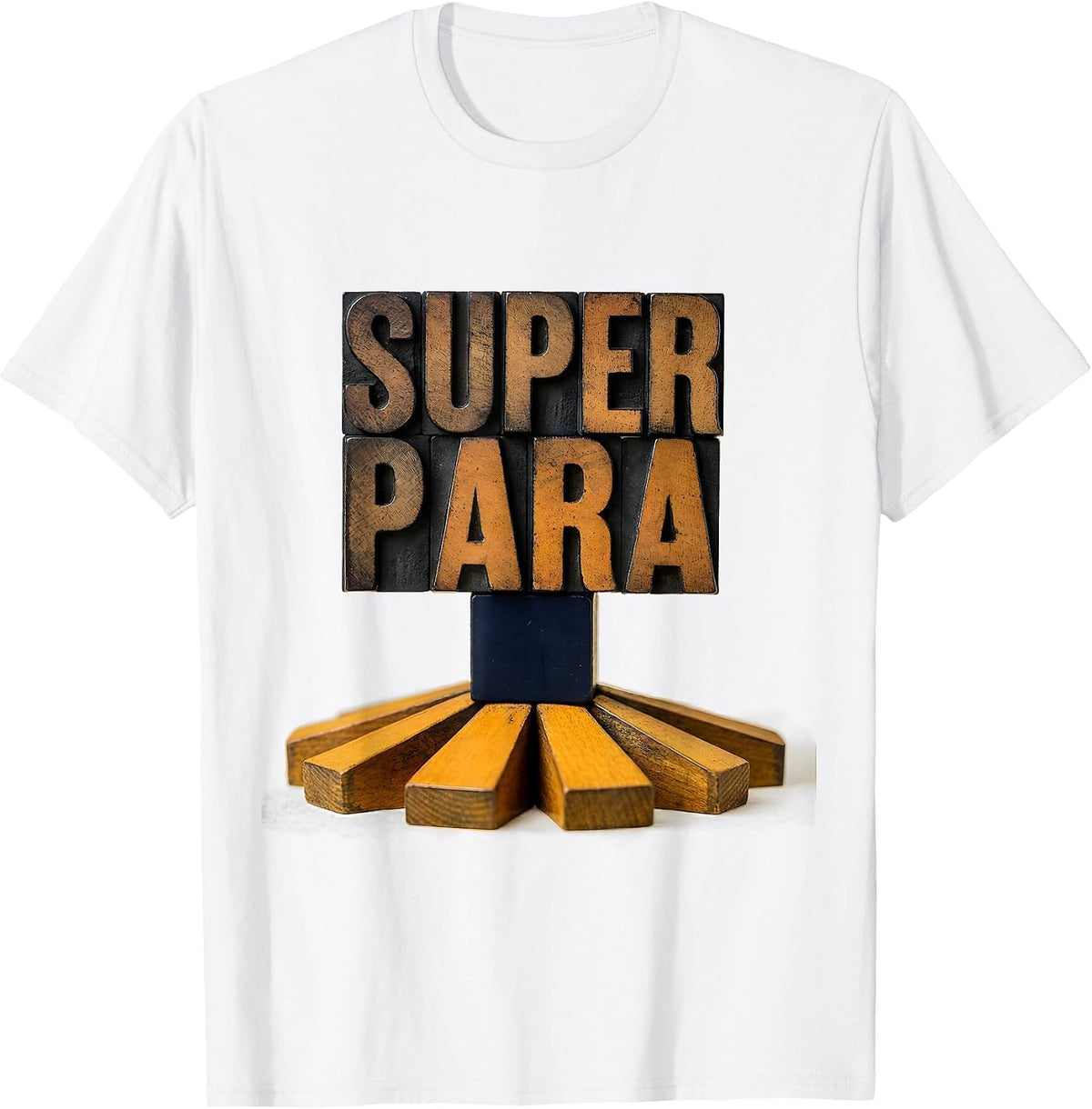 Men's Super Para Wood Type Paraprofessional Appreciation Back T-Shirt - White