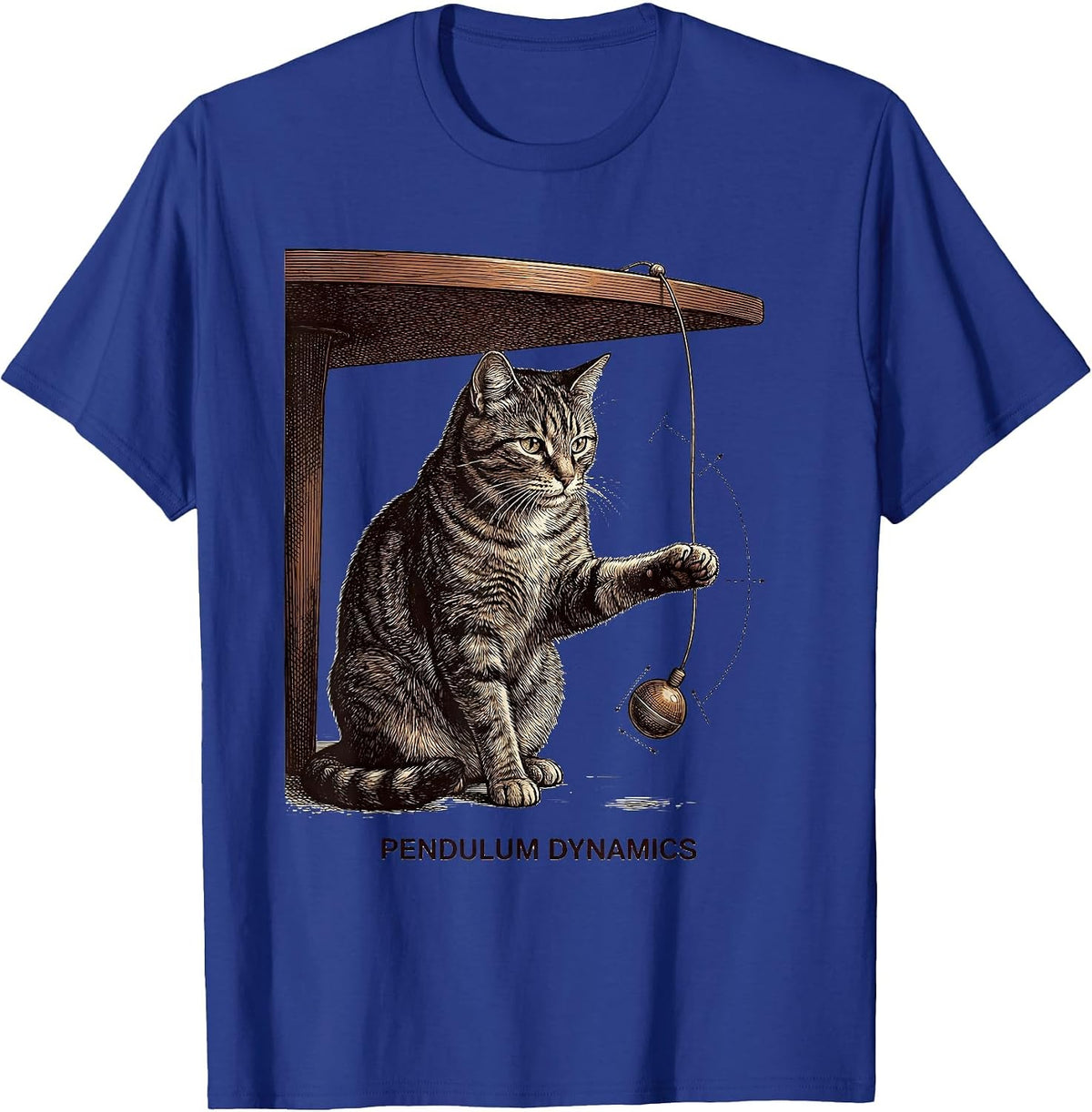 Pendulum Dynamics Funny Cat Physics Humor Science Teacher T-Shirt - Royal Blue