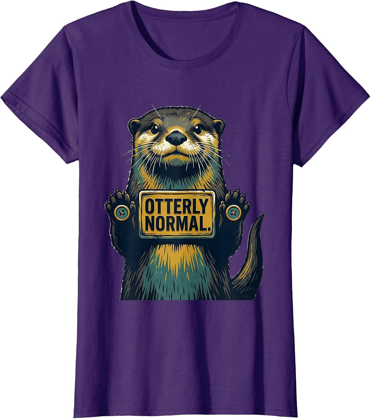 Women's Otterly Normal Midcentury Modern Funny Otter Lover Gift T-Shirt - Purple