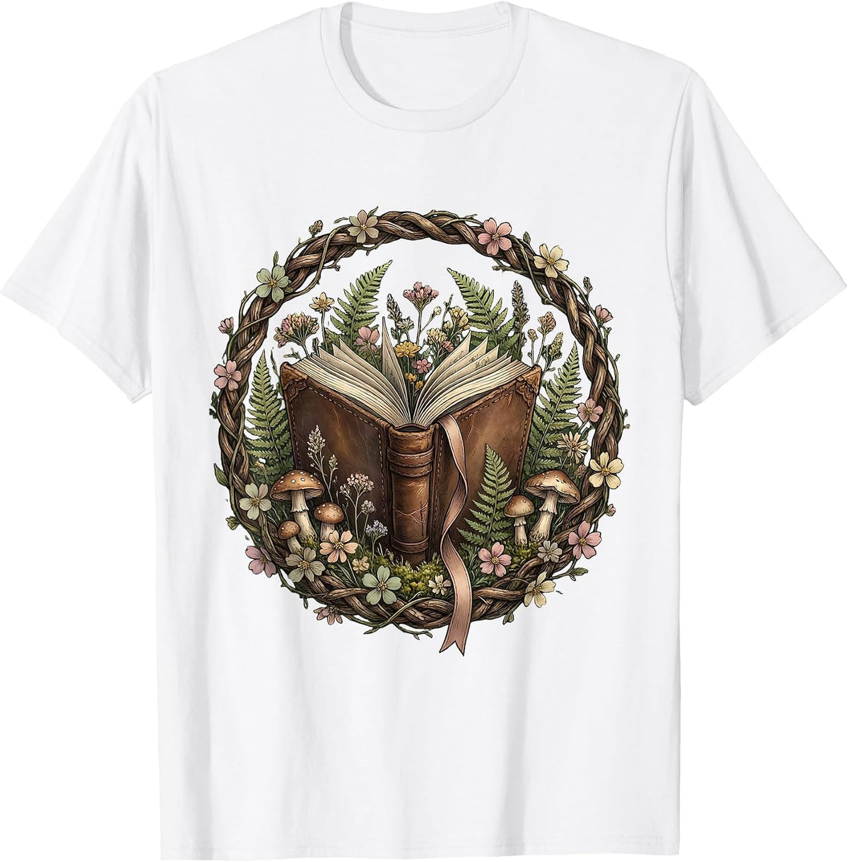 Men's Ancient Tome Bookmark Illustration for Teachers T-Shirt - White