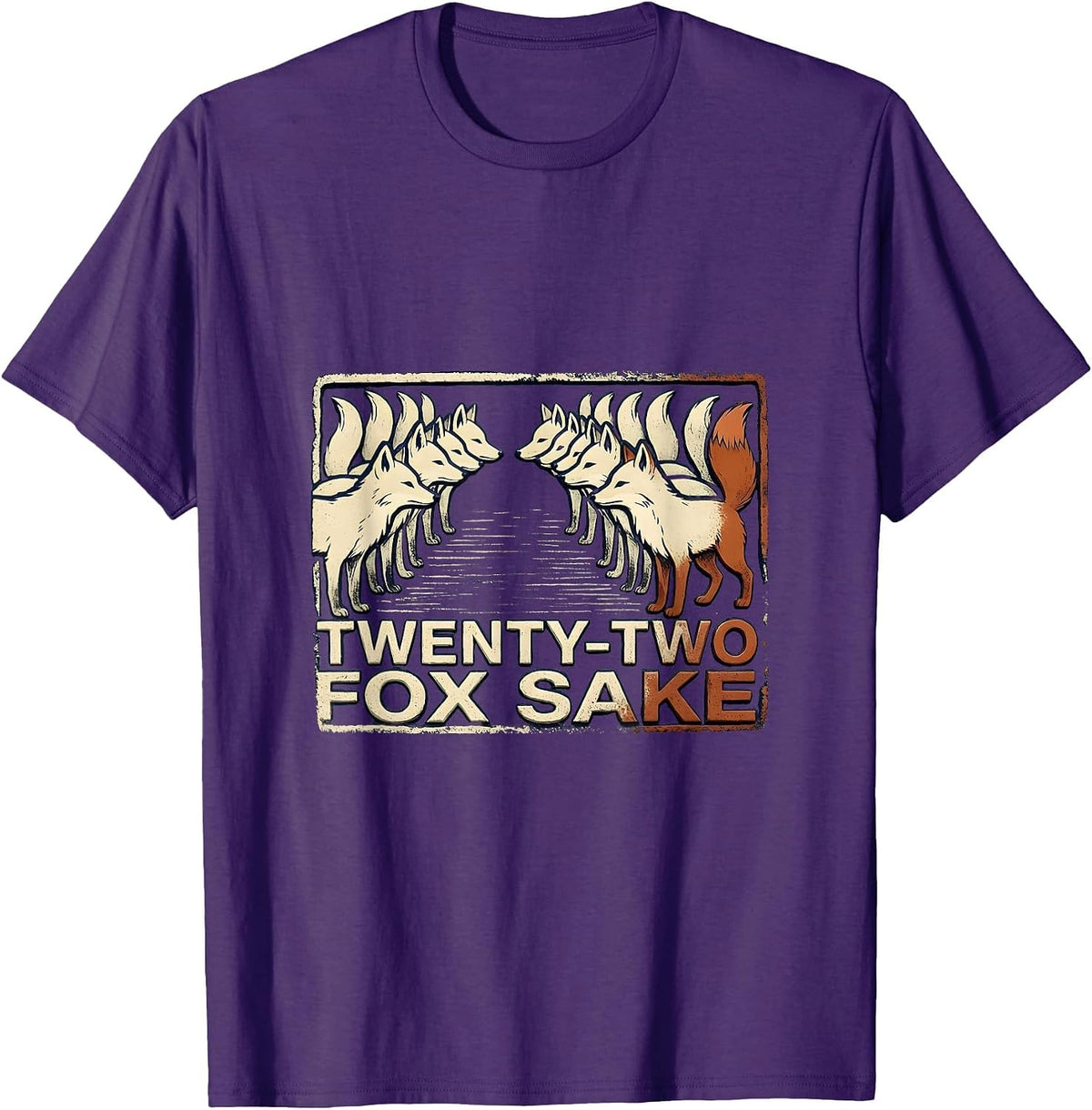 Twenty-Two Fox Sake Rubber Stamp Funny Fox Lover Woodland T-Shirt - Purple