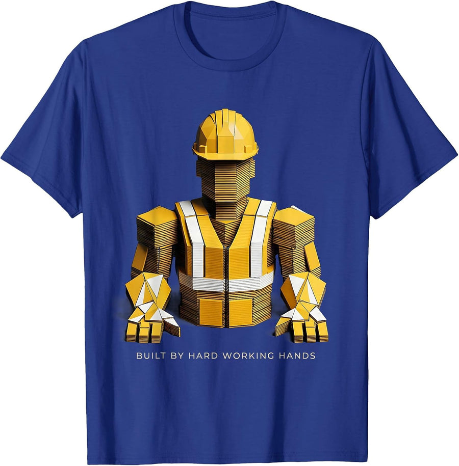 Labor Pride Hard Hat Worker Labor Day Design T-Shirt - Royal Blue