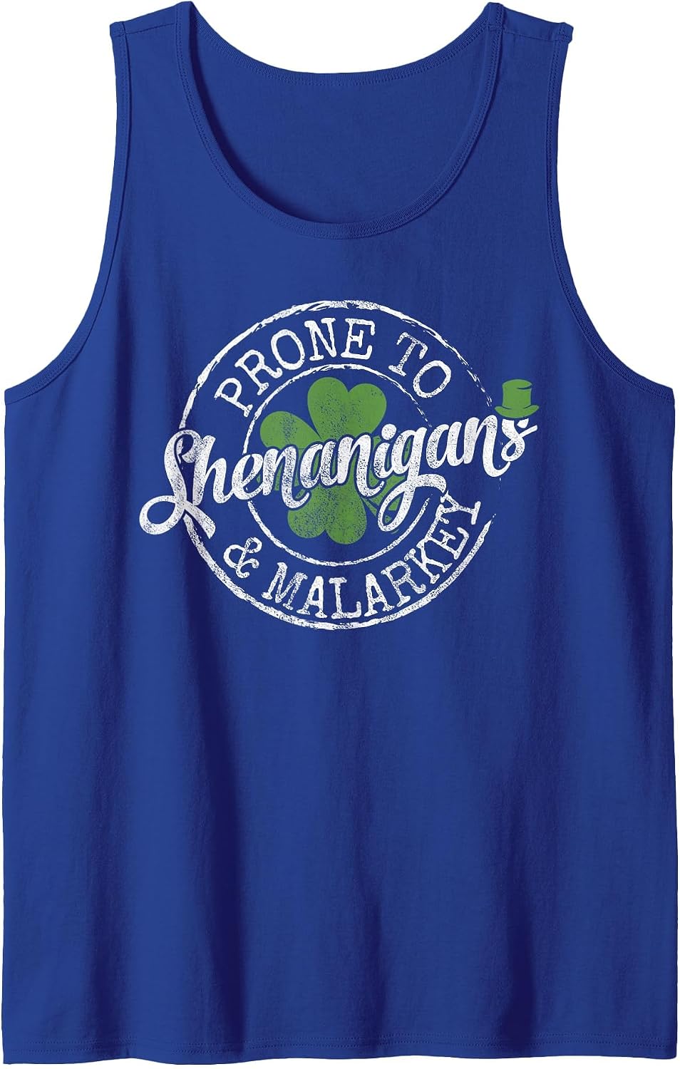Prone to Shenanigans & Malarkey Fun Clovers St Patrick's Day Tank Top - Royal Blue