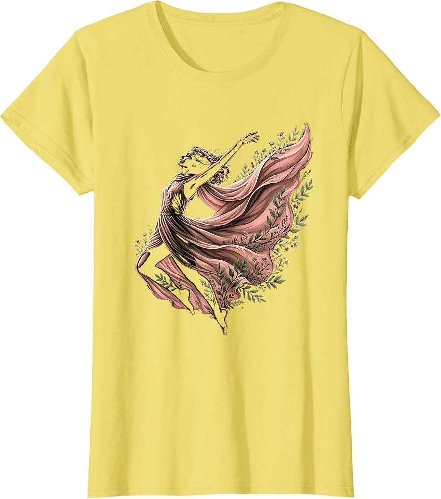 Women's Gigi Leaping Hero Cape Graphic Design T-Shirt - Lemon Yellow