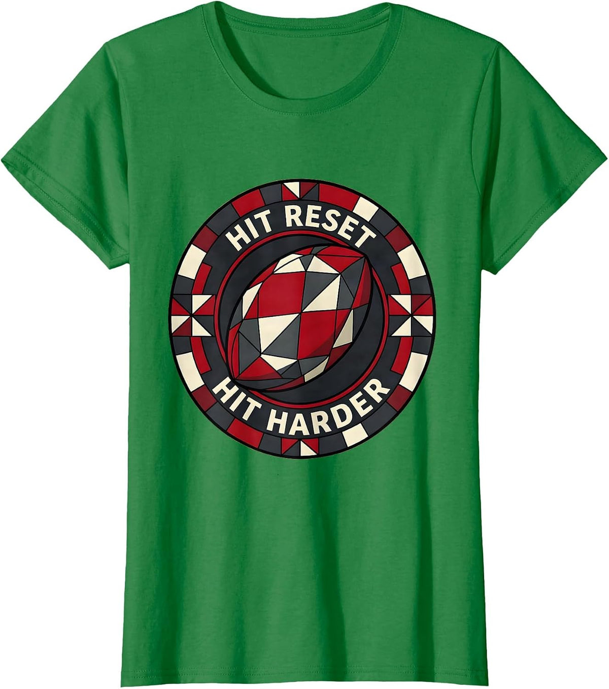 Women's Hit Reset Hit Harder Rugby Graphic Design T-Shirt - Kelly Green