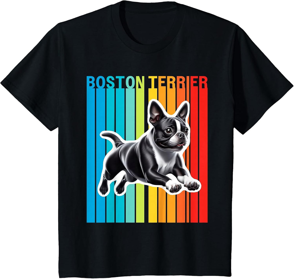 Colorful Boston Terrier T-Shirt - Black