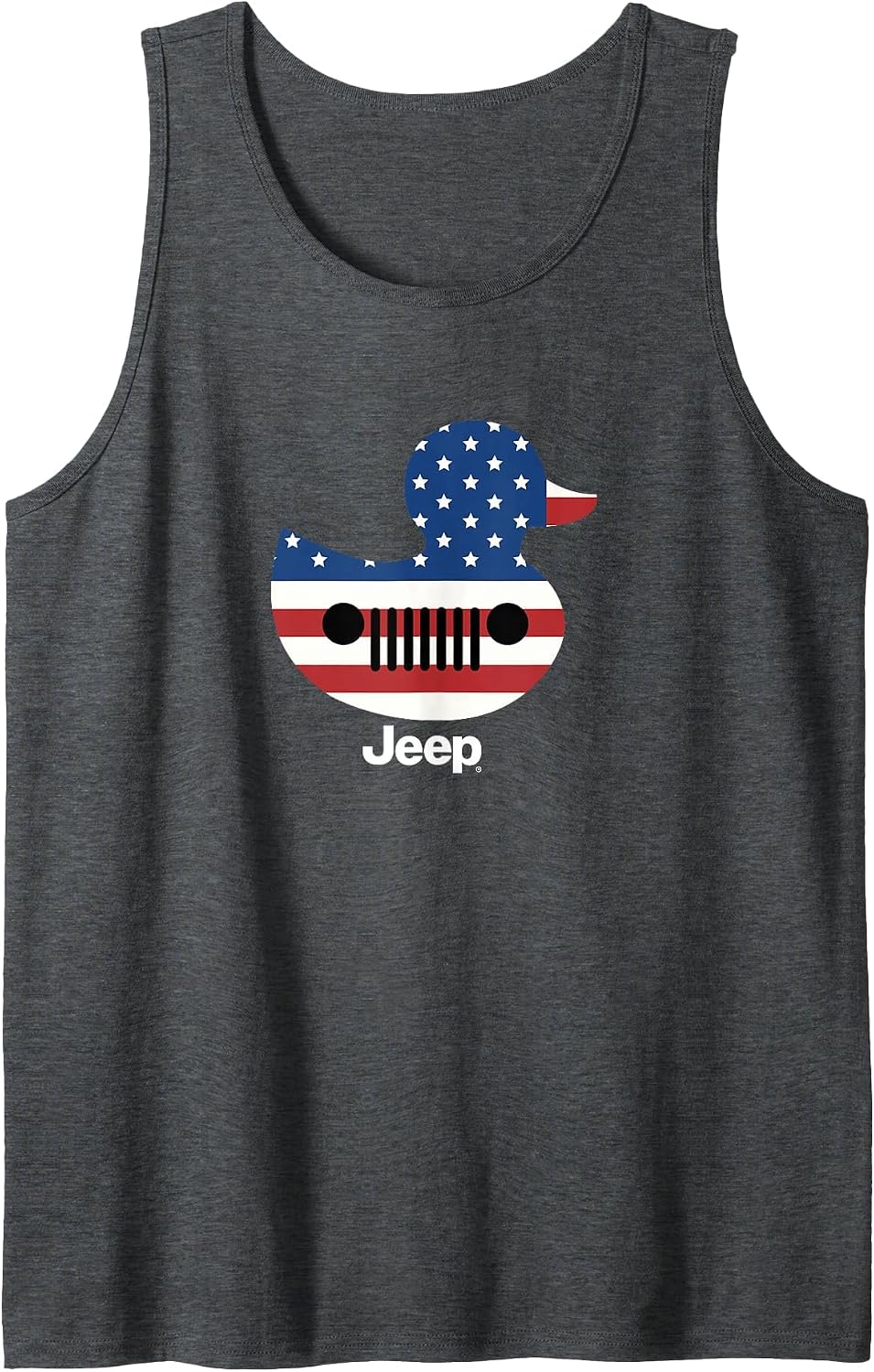 Jeep Duck American Flag Shirt | Officially Licensed Jeep Tank Top - Dark Heather Grey