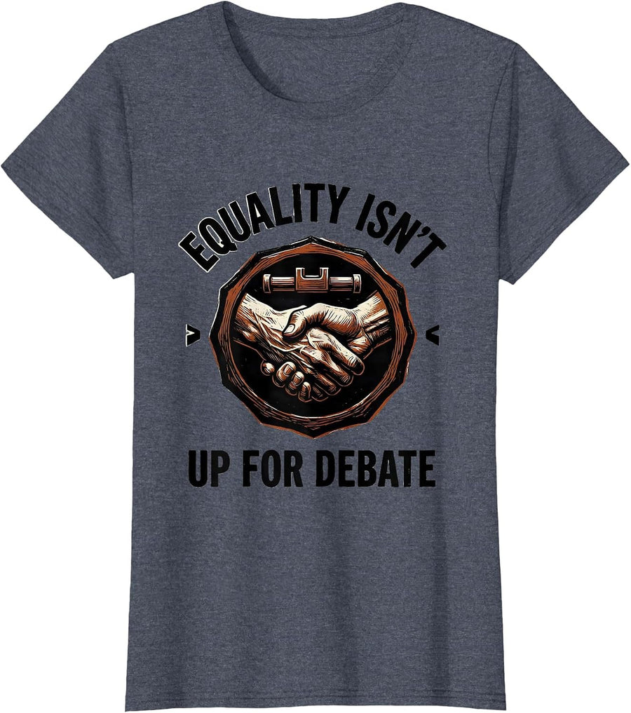 Equality Isn't Up For Debate Linocut Social Justice Activist T-Shirt, Women, Heather Blue, 3X-Large - As Pictured